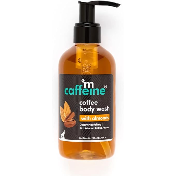 mcaffeine Coffee Body Wash With Almonds | De-Tan & Deep Cleansing Shower Gel|Enriched With Vitamin E&In Energizing Nutty Almond Aroma|Shower Gel|Suitable For All Skin Types|For Both Men&Women - 200Ml